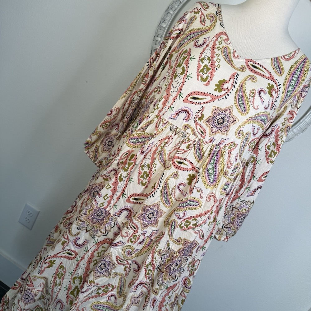 L.O.V. Pastel Floral Midi Dress Cottagecore Granny Chic Coquet Boho Peasant L